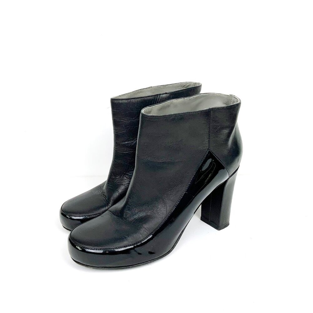 Jil Sander Navy Line Black Mix Leather Ankle Slip-OnBoots Sz 8 - Picture 3 of 16